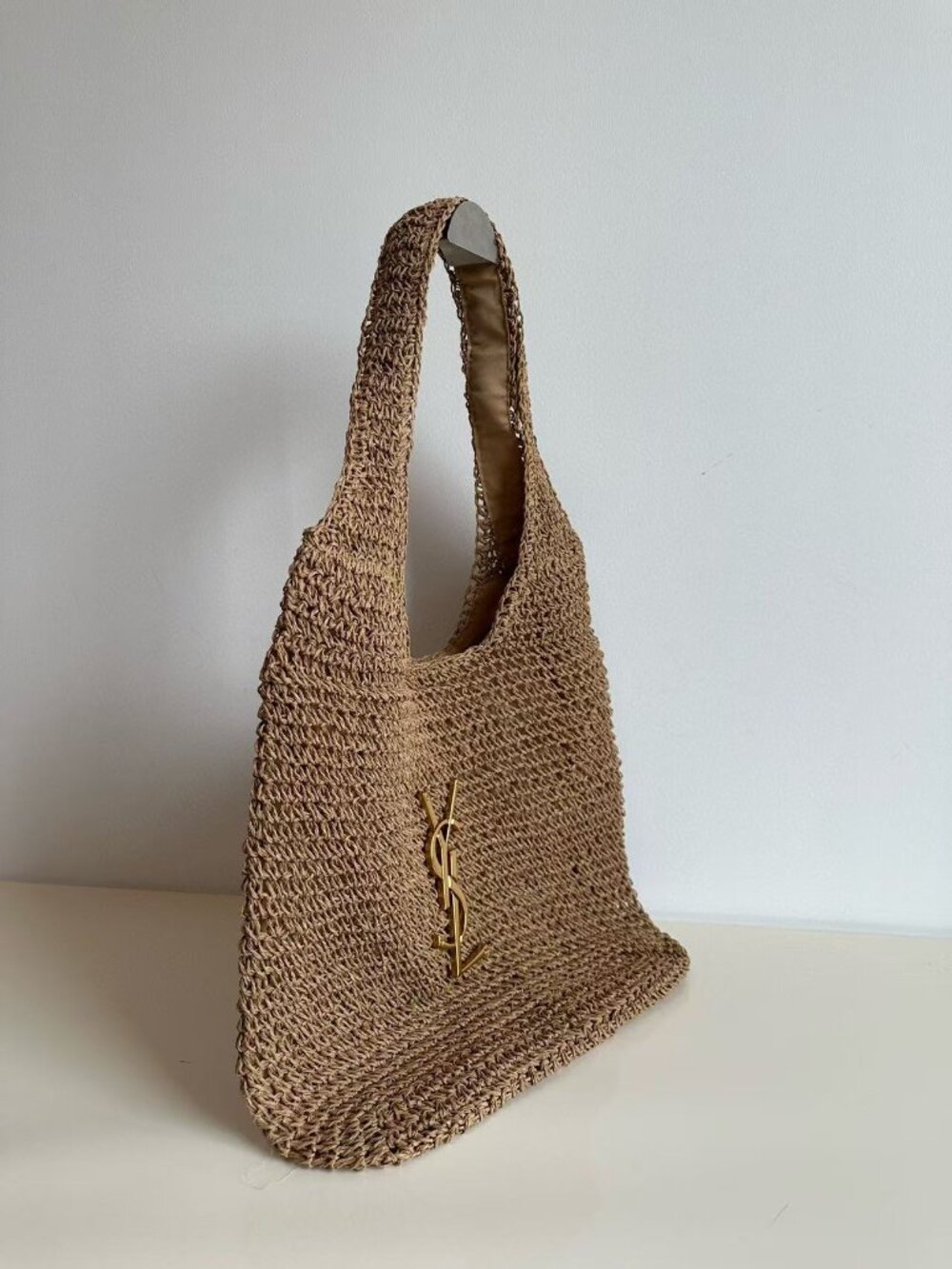 ✨YSL Brown Raffia Hobo Tote Gold Logo - Picture 6 of 6